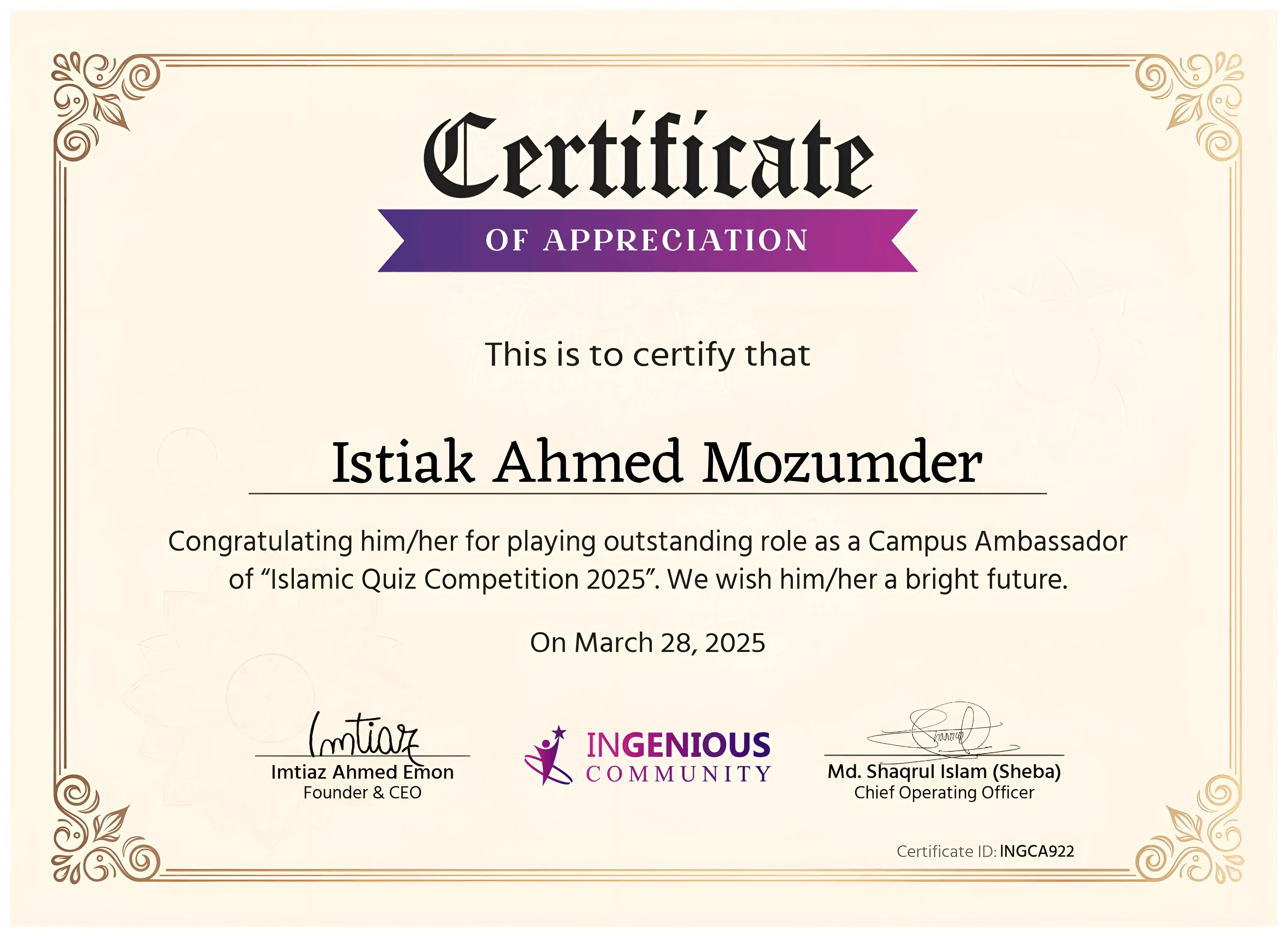 Ingenious Community CA Certificate