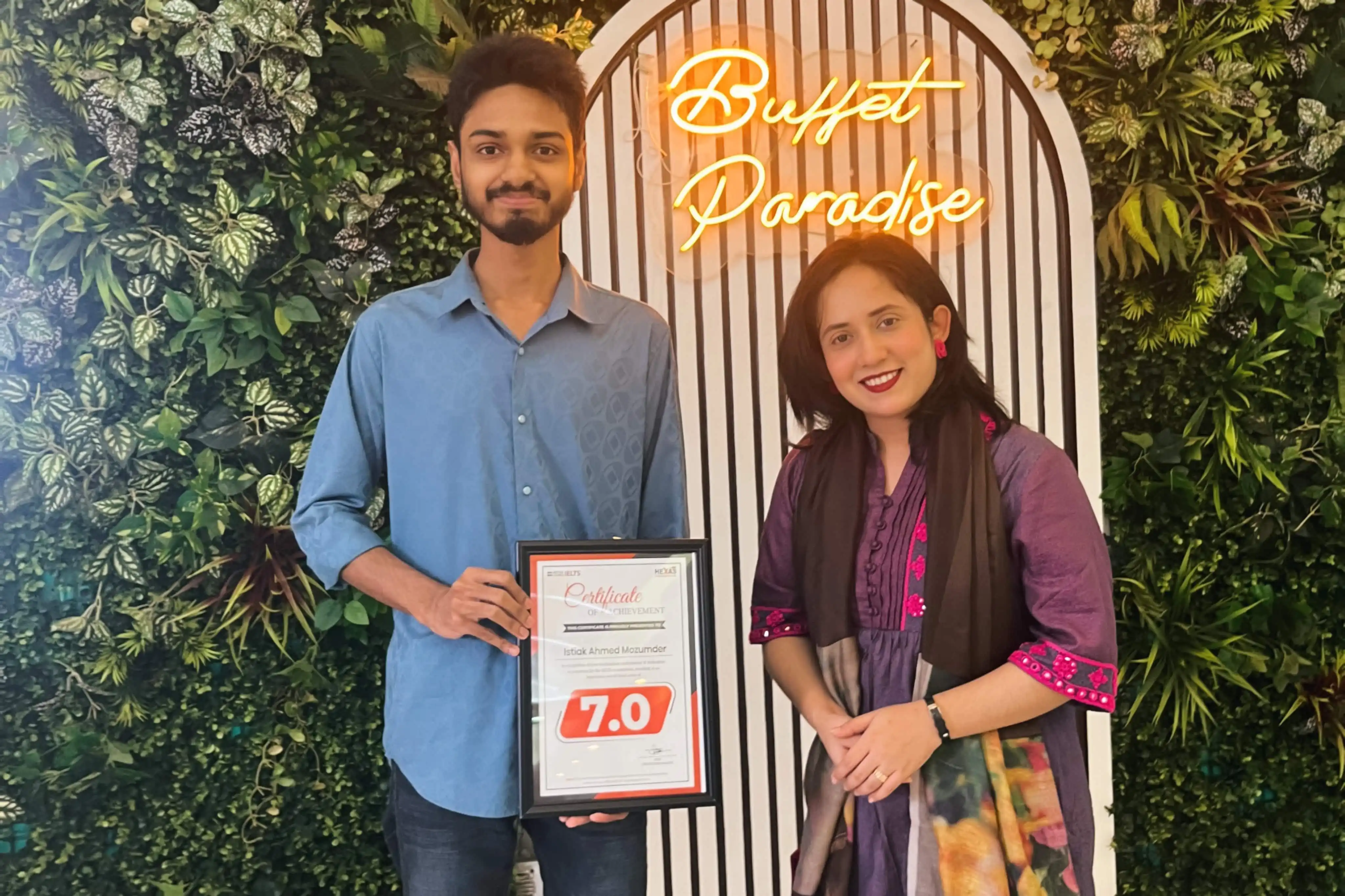 Receiving award - IELTS High Score Achievers Certificate