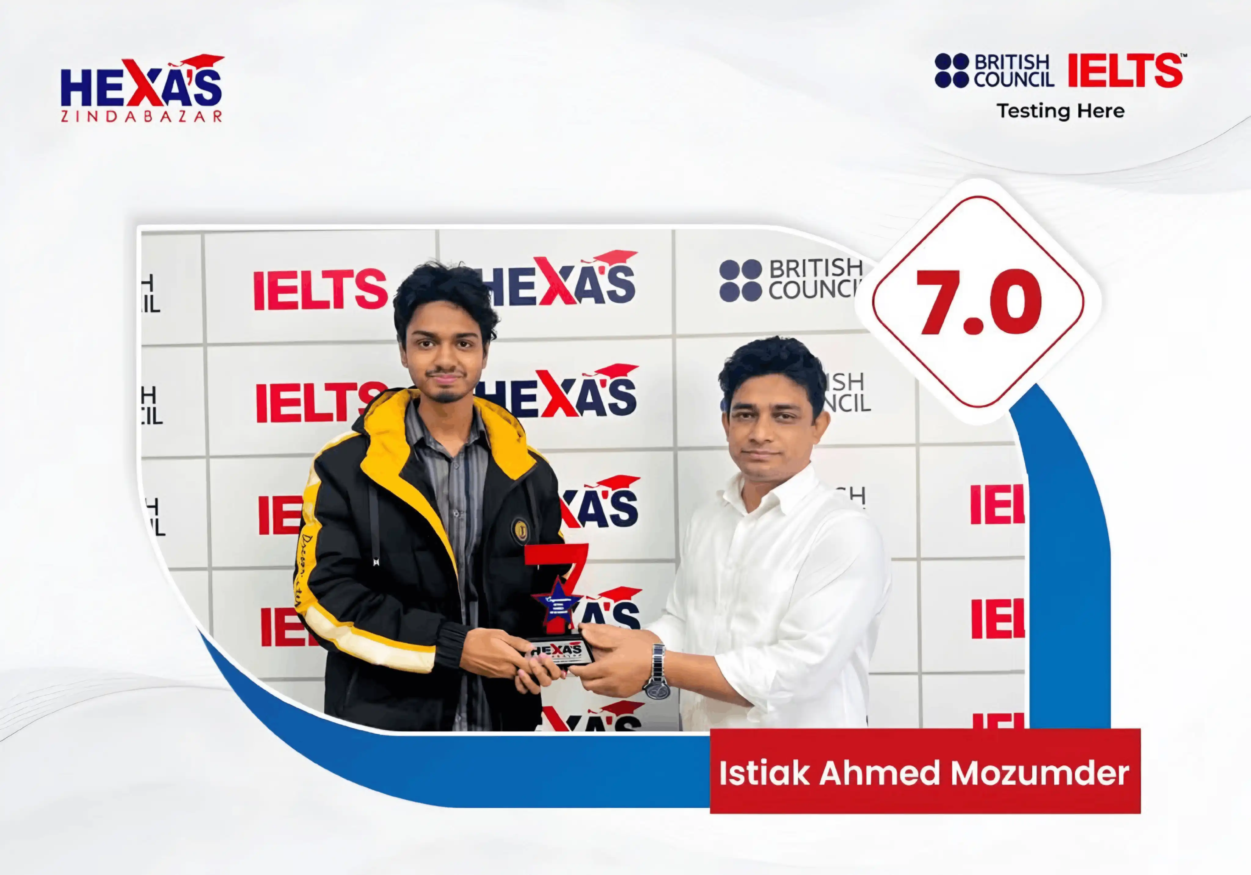 Receiving award - IELTS High Score Achievers Crest