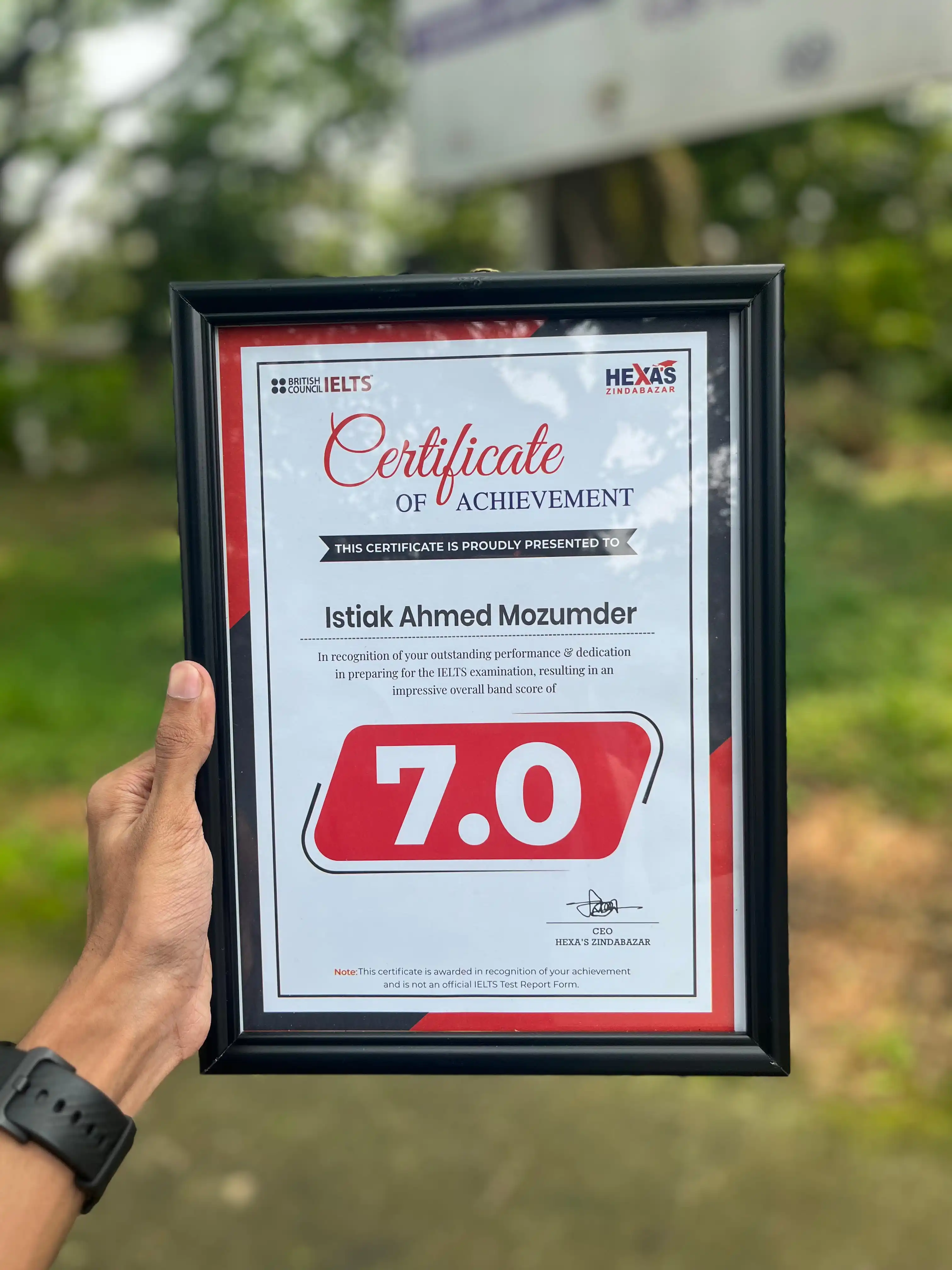 IELTS High Score Achiever Certificate