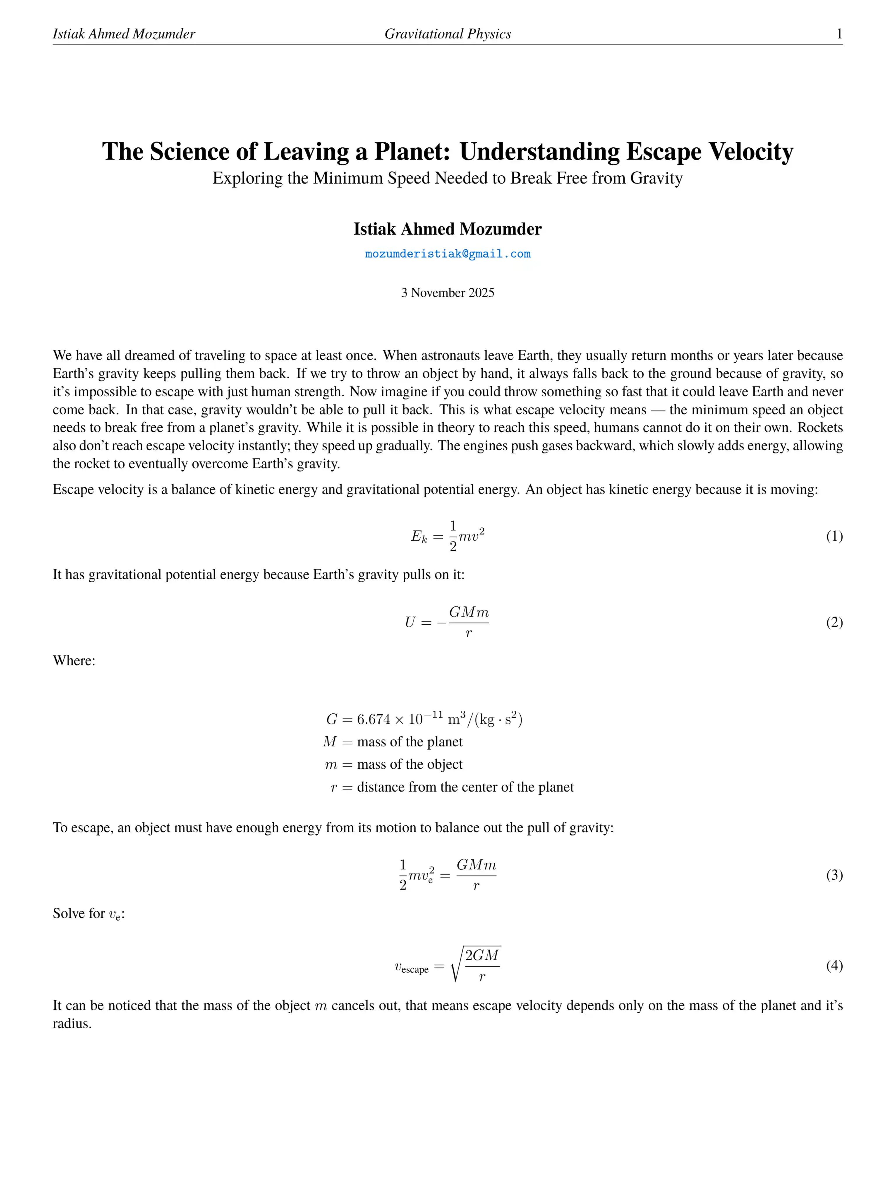 The Science of Leaving a Planet: Understanding Escape Velocity